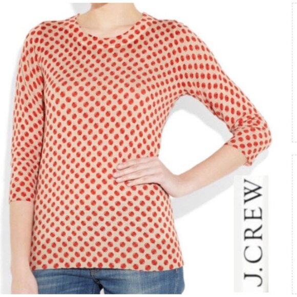 J. Crew Tippi Apple Cotton Crew Neck 3/4 Sleeve Sweater Medium - Picture 1 of 13